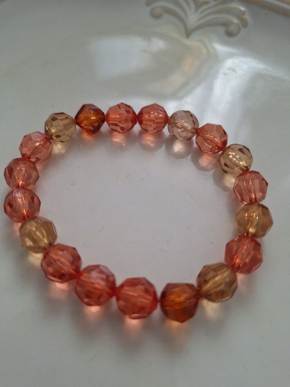 Beaded Braceket Orange Tan Earth Tones Classic Boho Hippy